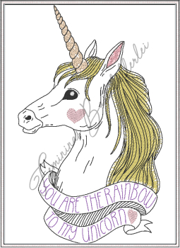 Einhorn mit Schriftzug (10x10 ; 18x13 ; 30x20)